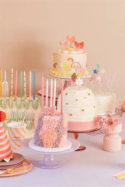 Meri Meri - Pink Stars Candles - Pembe Yıldızlar Mumlar (x16) Çok Renkli