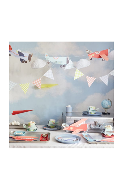 Meri Meri - Plane Plates - Uçak Tabaklar (x8) Çok Renkli