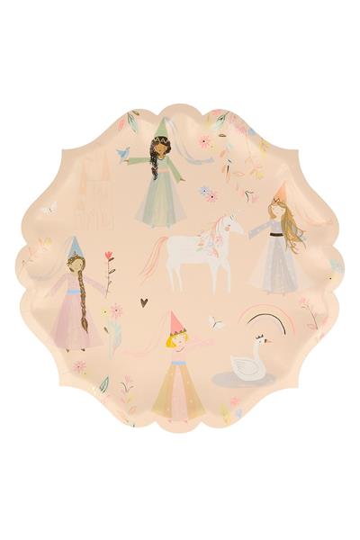 Meri Meri - Princess Plates - Prenses Tabak - L Çok Renkli