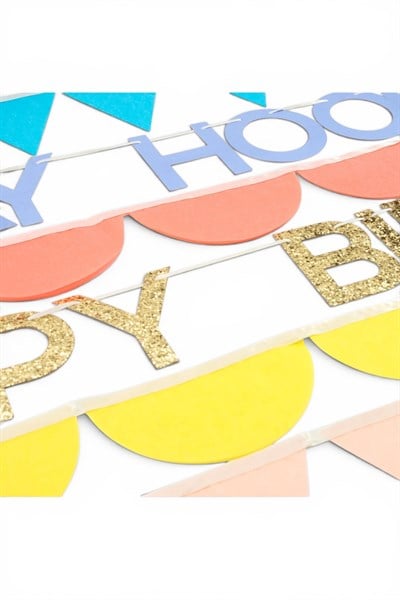 Meri Meri - Rainbow Birthday Garland - Gökkuşağı Doğum Günü Asılan Süsler - 8 parça Kırmızı