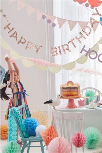 Meri Meri - Rainbow Birthday Garland - Gökkuşağı Doğum Günü Asılan Süsler - 8 parça Çok Renkli
