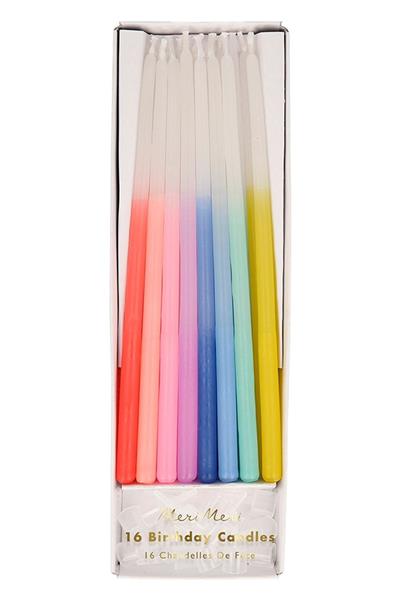 Meri Meri - Rainbow Dipped Tapered Candles - Renkli Mumlar Çok Renkli