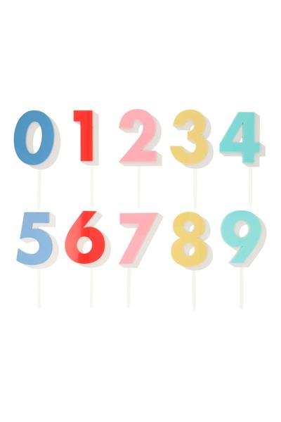 Meri Meri - Rainbow Number Acrylic Toppers - Gökkuşağı Rakamlar Akrilik Pasta Süsü Çok Renkli