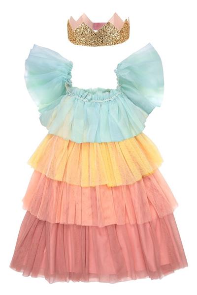 Meri Meri - Rainbow Ruffle Princess Dress-Up - 3-4 Years - Fırfırlı Gökkuşağı Elbisesi - 3-4 Yaş Çok Renkli