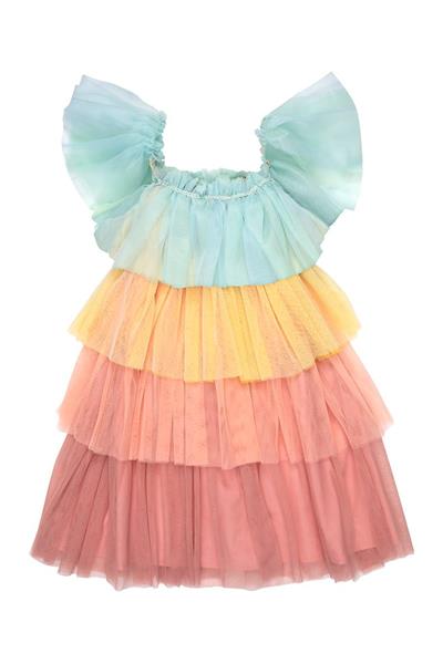 Meri Meri - Rainbow Ruffle Princess Dress-Up - 5-6 Years - Fırfırlı Gökkuşağı Elbisesi - 5-6 Yaş Çok Renkli