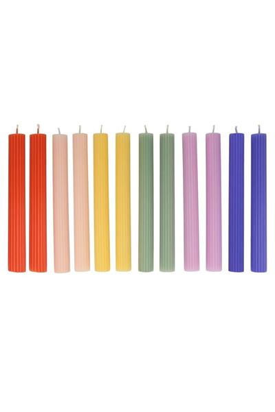 Meri Meri - Rainbow Taple Candles - Gökkuşağı Masa Mumları (12li) Çok Renkli