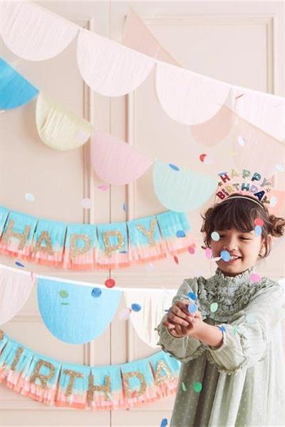 Meri Meri - Rainbow Tissue Paper Scallop Garlands - Gökkuşağı Yarım Ay Asılan Süs Çok Renkli