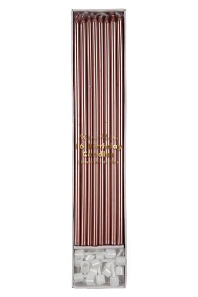 Meri Meri - Rose Gold Long Candles - Uzun Rose Gold Mum Çok Renkli