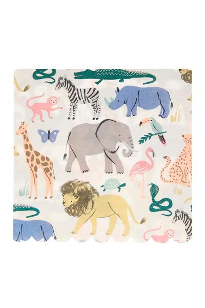Meri Meri - Safari Napkins - Safari Peçete - L - 20li Çok Renkli