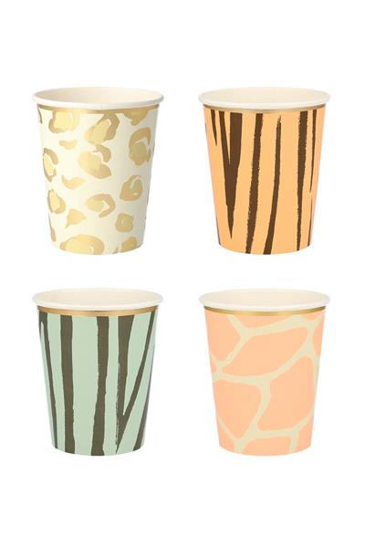 Meri Meri - Safari Party Cups - Safari Bardak - 8li Çok Renkli