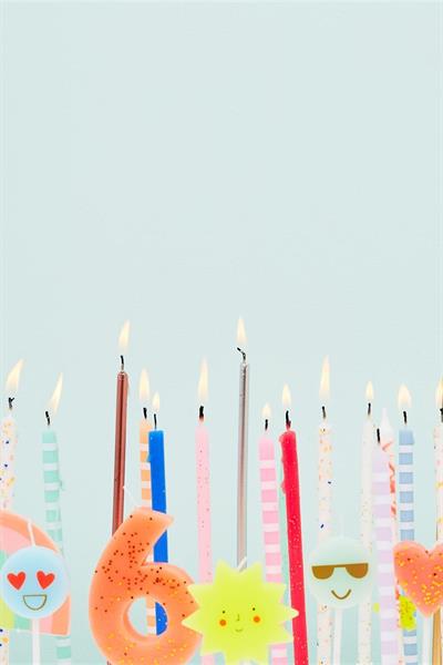 Meri Meri - Silver Long Candles - Uzun Gümüş Mum Çok Renkli