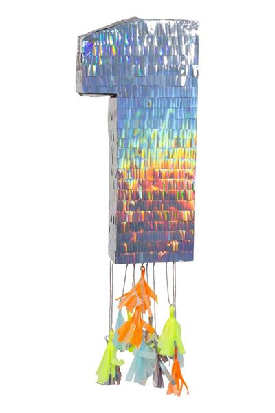 Meri Meri - Silver One Party Pinata - Gümüş 1 Numara Pinyata Çok Renkli