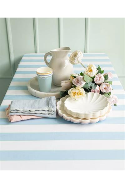 Meri Meri - Soluk Mavi Çizgili Kağıt Masa Örtüsü Çok Renkli