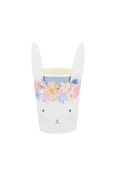 Meri Meri - Spring Floral Bunny Cup - Çiçekli Tavşan Bardaklar - 8li Çok Renkli