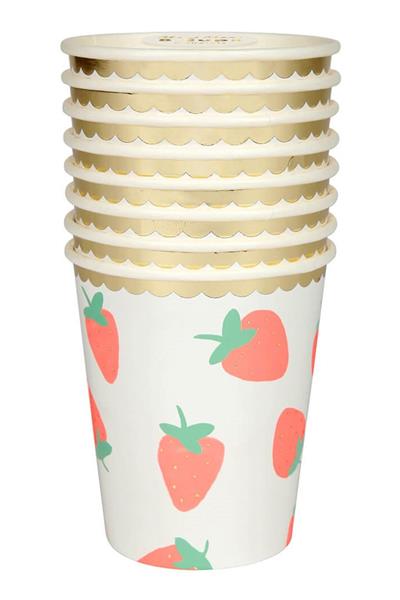 Meri Meri - Strawberry Party Cups - Çilek Bardak Çok Renkli