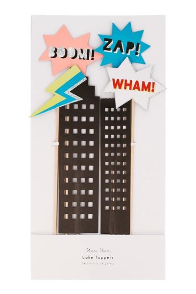 Meri Meri - Superhero Cake Topper - Süper Kahraman Pasta Süsü Çok Renkli