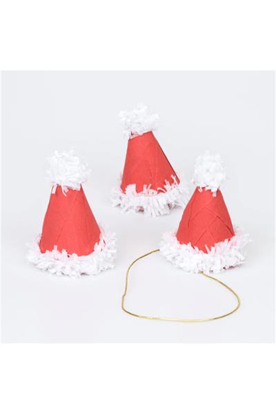 Meri Meri - Surprise Santa Hats - Süprizli Noel Baba Şapkalar (3lü) Çok Renkli