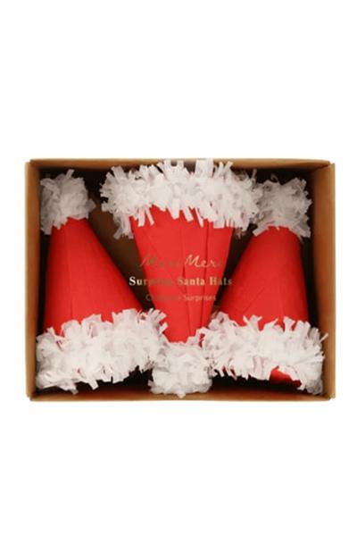 Meri Meri - Surprise Santa Hats - Süprizli Noel Baba Şapkalar (3lü) Çok Renkli