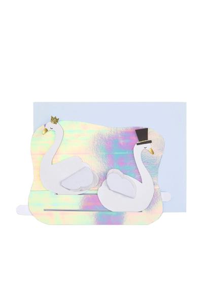 Meri Meri - Swan Wedding Card - Kuğulu Düğün Tebrik Kartı Çok Renkli