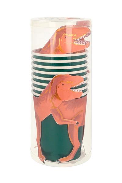 Meri Meri - T-Rex Party Cups - T-Rex Bardak - 8li Çok Renkli