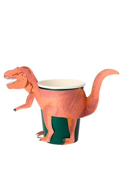 Meri Meri - T-Rex Party Cups - T-Rex Bardak - 8li Çok Renkli