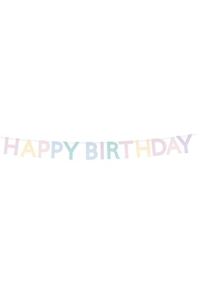 Meri Meri - Tırtıklı Pastel Happy Birthday Asılan Süs Çok Renkli