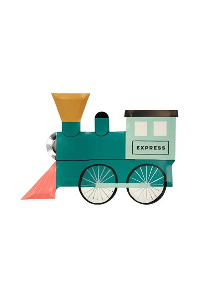 Meri Meri - Train Plate - Tren Tabak - 8li Çok Renkli