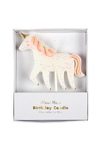 Meri Meri - Unicorn Glitter Candle - Unicorn Simli Mum Çok Renkli