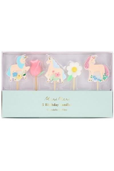 Meri Meri - Unicorn Mumlar - 5 Adet Çok Renkli