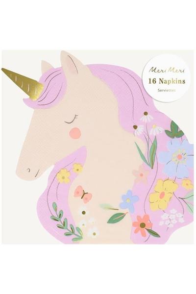 Meri Meri - Unicorn Şekilli Peçeteler - 16 Adet Çok Renkli