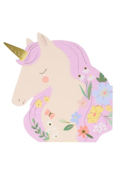 Meri Meri - Unicorn Şekilli Peçeteler - 16 Adet Çok Renkli