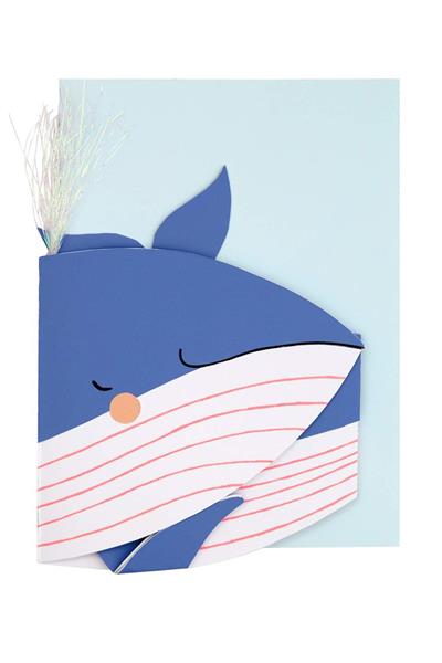 Meri Meri - Whale Card - Balina Tebrik Kartı Çok Renkli