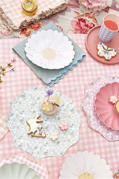 Meri Meri - Wild Daisy Plates - Yabani Papatya Tabaklar - 8li Çok Renkli