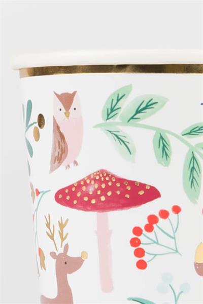Meri Meri - Winter Woodland Cups - Orman Bardak (8li) Çok Renkli