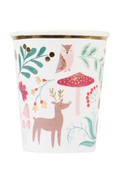 Meri Meri - Winter Woodland Cups - Orman Bardak (8li) Çok Renkli