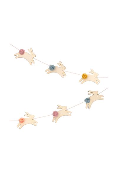 Meri Meri - Wooden Bunny Mini Garland - Ahşap Tavşanlar Mini Asılan Süs Çok Renkli