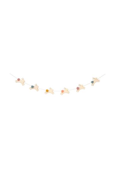 Meri Meri - Wooden Bunny Mini Garland - Ahşap Tavşanlar Mini Asılan Süs Çok Renkli