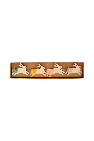 Meri Meri - Wooden Bunny Mini Garland - Ahşap Tavşanlar Mini Asılan Süs Çok Renkli