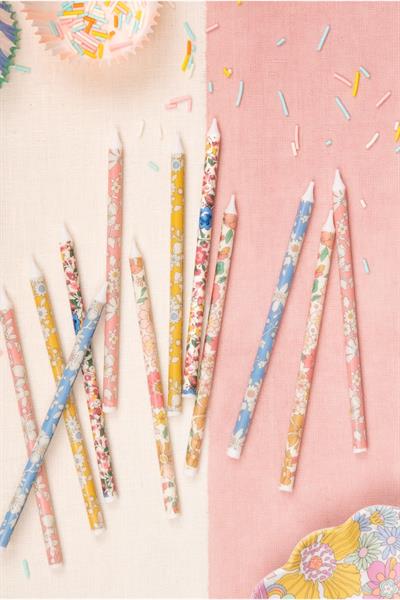 Meri Meri x Liberty - Çiçekli Mumlar 16 Adet Çok Renkli