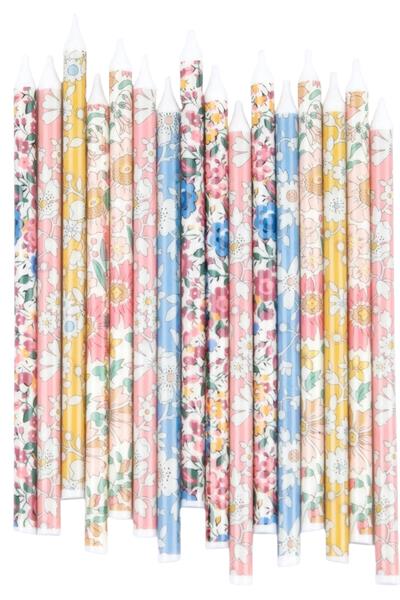 Meri Meri x Liberty - Çiçekli Mumlar 16 Adet Çok Renkli