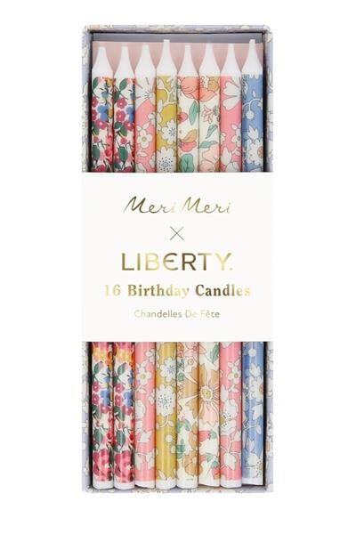 Meri Meri x Liberty - Çiçekli Mumlar 16 Adet Çok Renkli
