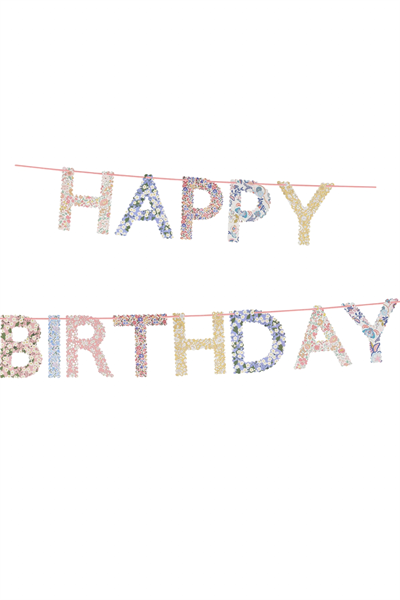 Meri Meri x Liberty - Happy Birthday Asılan Süs Çok Renkli