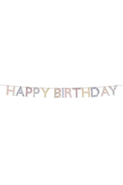 Meri Meri x Liberty - Happy Birthday Asılan Süs Çok Renkli