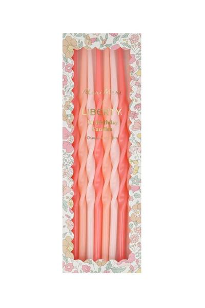 Meri Meri x Liberty - Kıvrımlı Pembe Mumlar - 16 Adet Çok Renkli