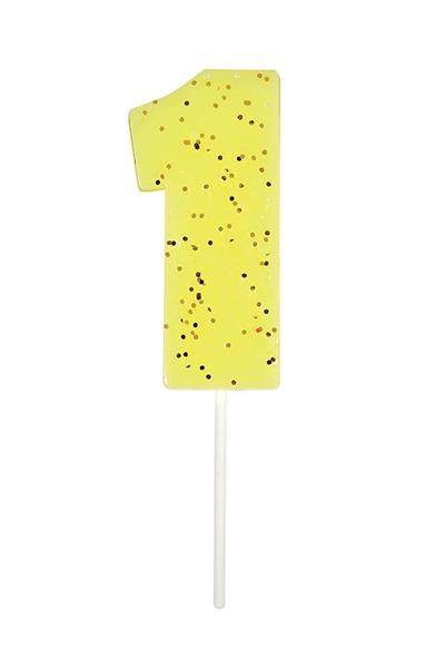 Meri Meri - Yellow Number 1 Candle - 1 Numara Sarı Mum Çok Renkli