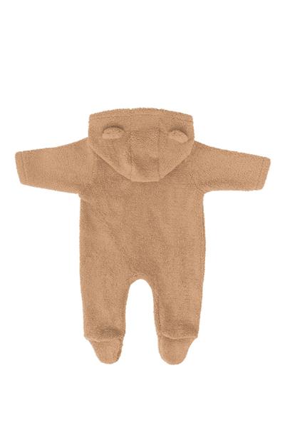 Miela Kids / Ayı Kulaklı Kapüşonlu Peluş Tulum Karamel