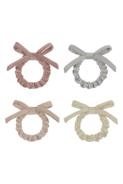 Mimi & Lula Velvet Bow Kadife 4lü Lastik Toka Çok Renkli