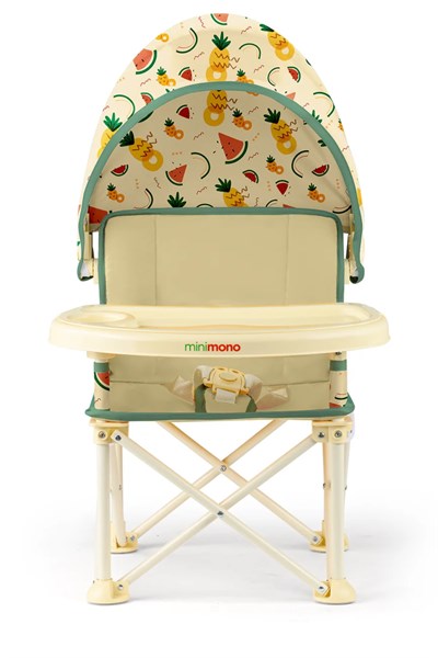 Minimono Yeni Tenteli Portatif  Mama Sandalyesi - Karpuz&Ananas Bej