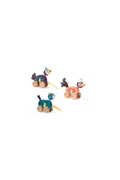 Moulyn Roty / ÇEK-ÇEKLİ AHŞAP OYUNCAK - KUŞ Çok Renkli