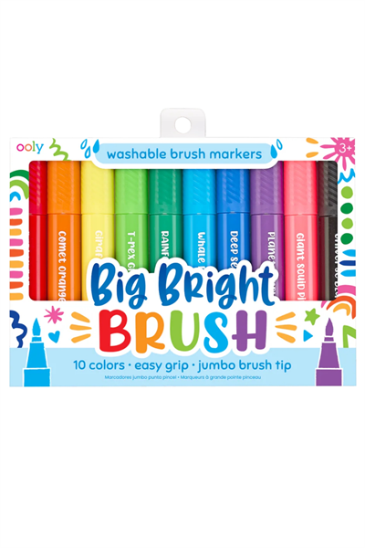 Ooly / Big Bright Fırça Uçlu 10lu Keçeli Kalem Çok Renkli